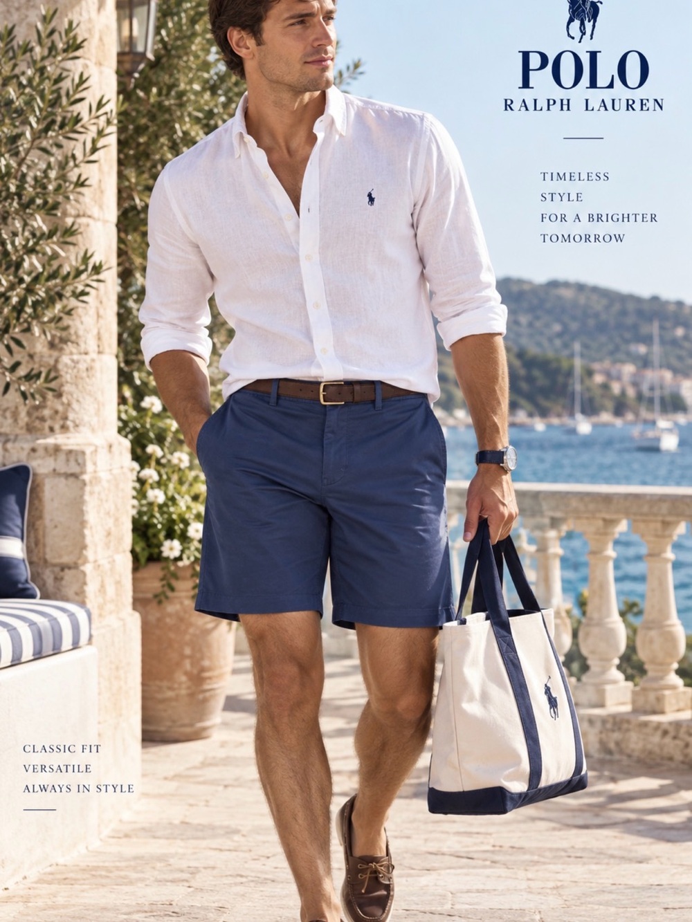 Polo by Ralph Lauren Navy Flat-Front Cotton Stretch Classic Fit Shorts